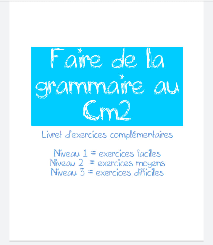 Faire de la grammaire au CM2